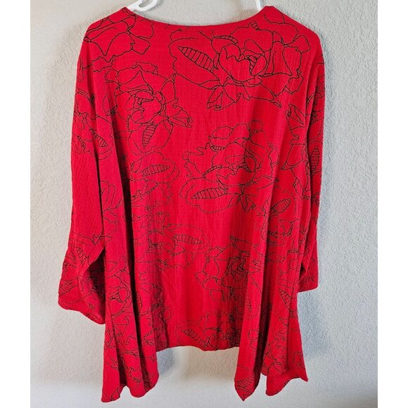 Ali Miles Woman Size XL Tunic Asymmetric Hem Roll Tab Sleeve Center Pleat Color - Picture 2 of 8